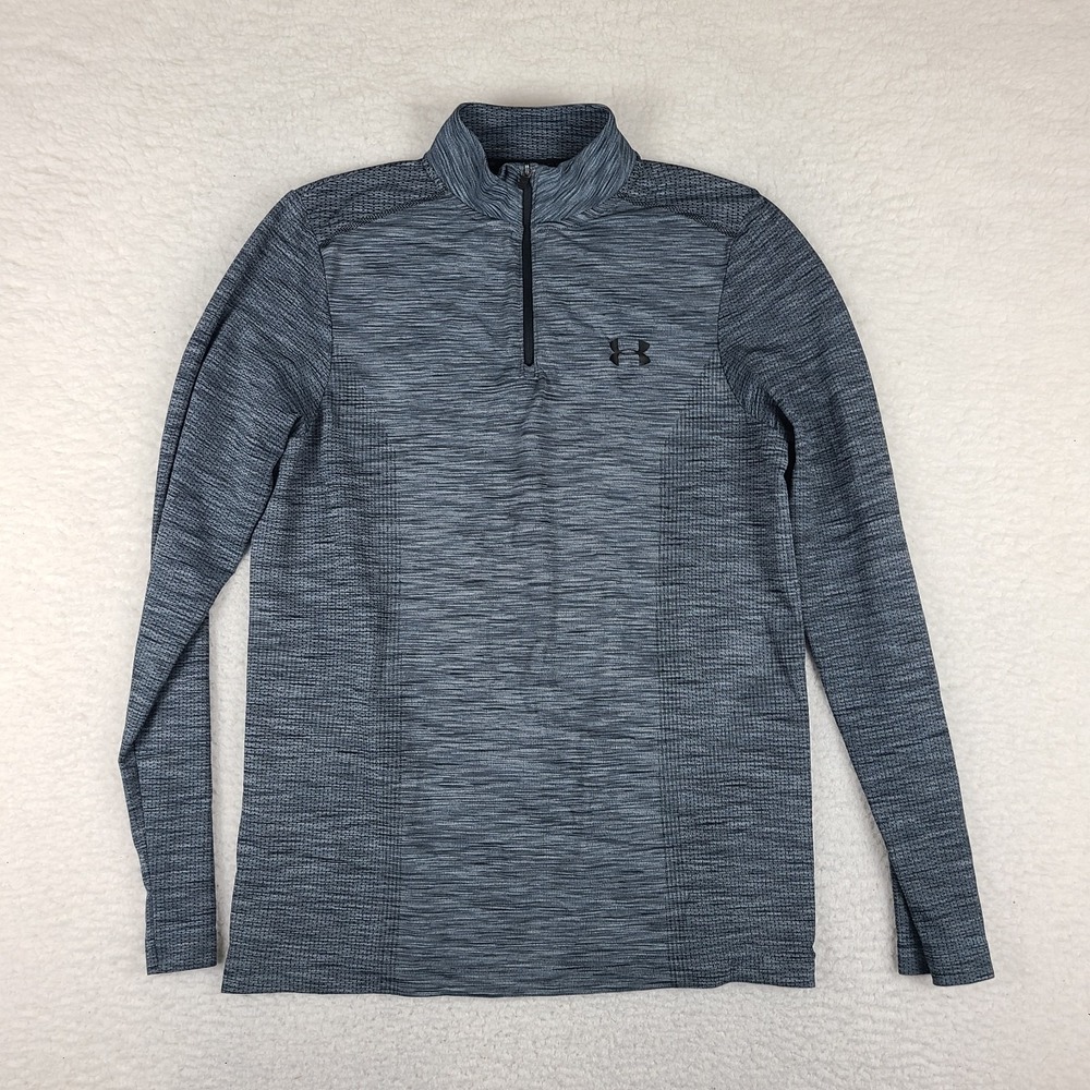 Under Armour Sweater Mens Medium Gray Fitted‎ Heatgear Threadborne Performance